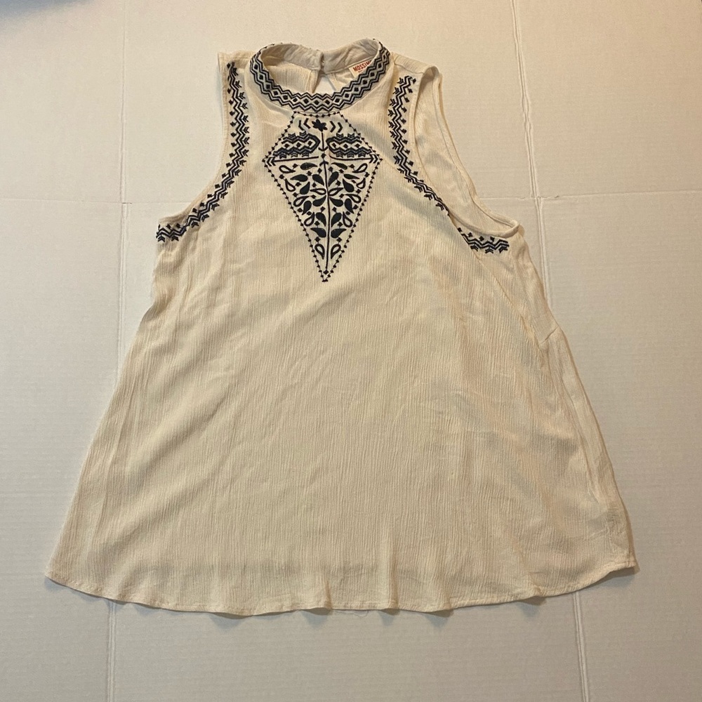 Merona large halter tank top embroidered crepe boho beach cream black casual